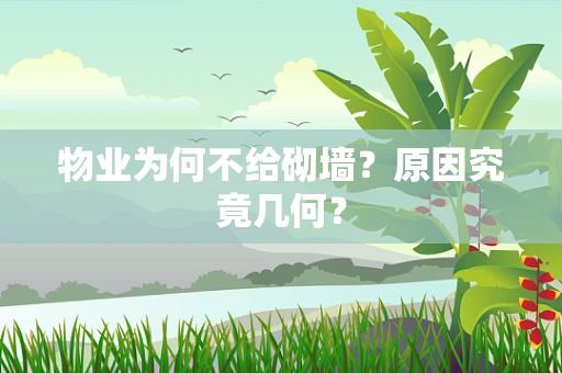 物业为何不给砌墙？原因究竟几何？