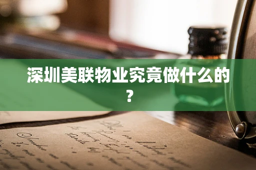 深圳美联物业究竟做什么的？